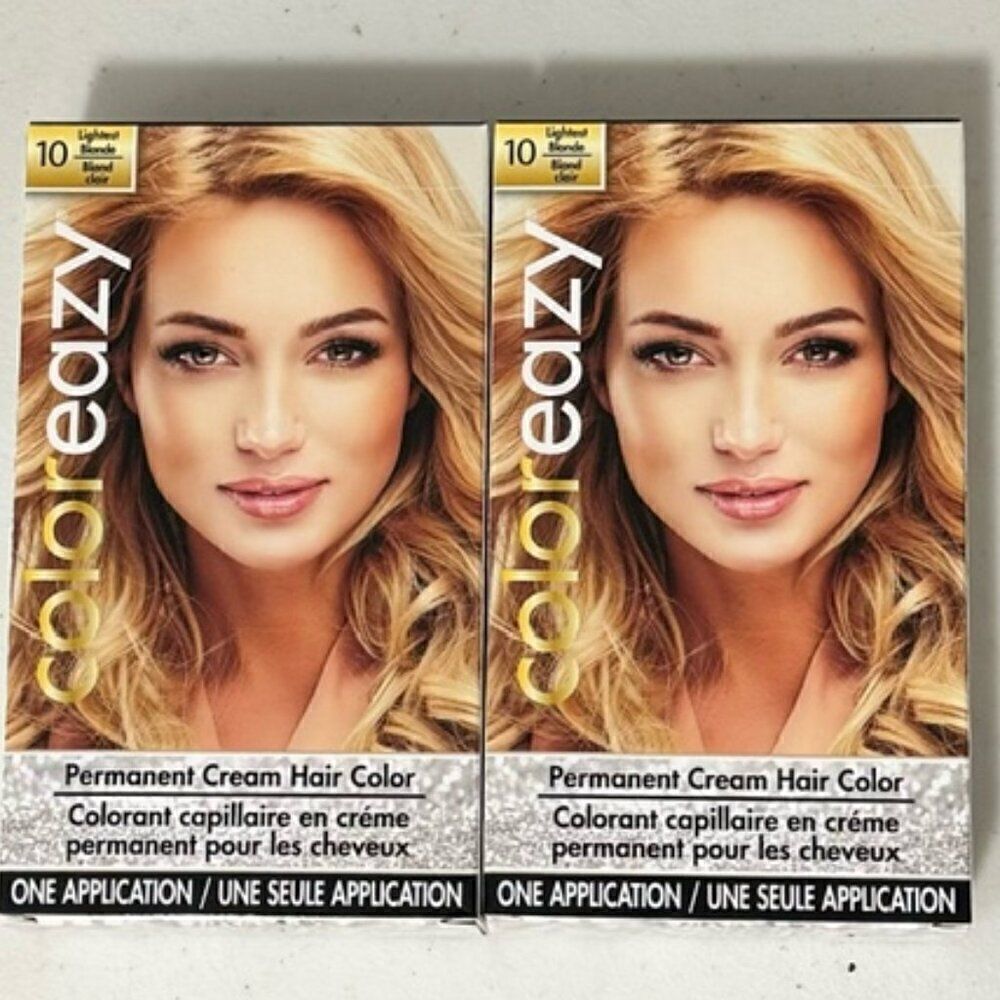 NEW Set of 2 Coloreazy Permanent Cream Hair Color (Lightest Blonde)
